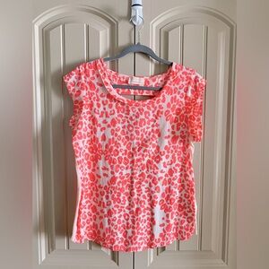 Zara Collection Neon Coral Leopard Print Top